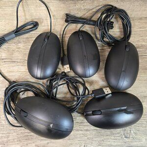 LOT (5) HP Wired Desktop 320M Optical USB Scroll Mouse Black L96910-001